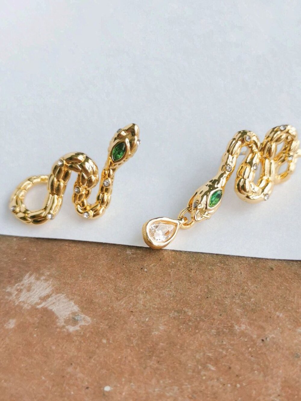 Alexis Bittar Aquatic Dreams Snake Green Crystal Earrings Gold